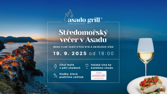 Degustační večer mořských lahůdek a italských vín v Asado Grill
